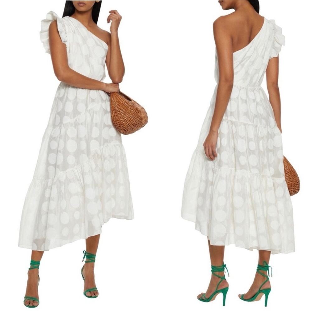 Ulla Johnson Ariane Dress Off White Polka Dot Silk Midi Bridal LWD Party Size 2 - Picture 13 of 16